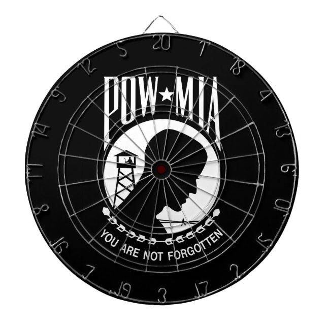 POW MIA Flag: Missing Soldiers of Vietnam War, WW2 Dart Board (Front)