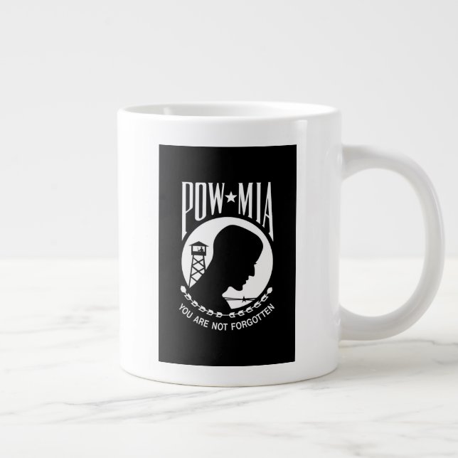 POW MIA Flag: Missing Soldiers of Vietnam War, WW2 Giant Coffee Mug (Right)