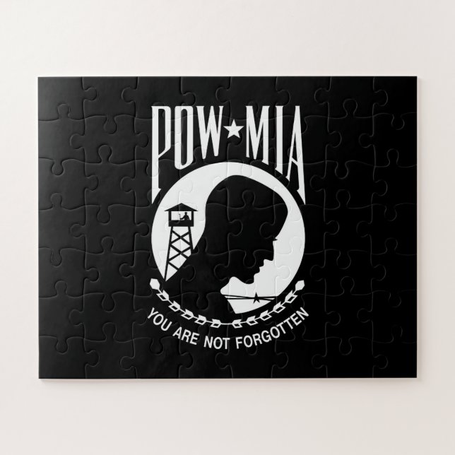 POW MIA Flag: Missing Soldiers of Vietnam War, WW2 Jigsaw Puzzle (Horizontal)