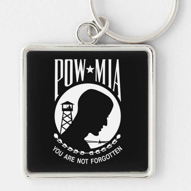 POW MIA Flag: Missing Soldiers of Vietnam War, WW2 Keychain (Front)