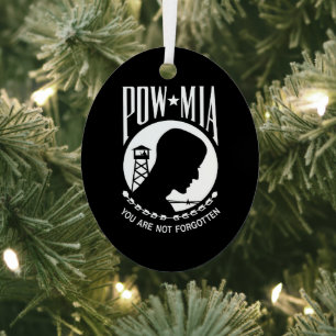 POW MIA Flag: Missing Soldiers of Vietnam War, WW2 Metal Ornament