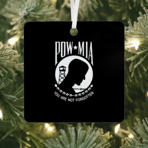 POW MIA Flag: Missing Soldiers of Vietnam War, WW2 Metal Ornament