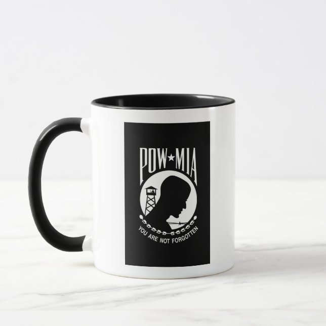 POW MIA Flag: Missing Soldiers of Vietnam War, WW2 Mug (Left)