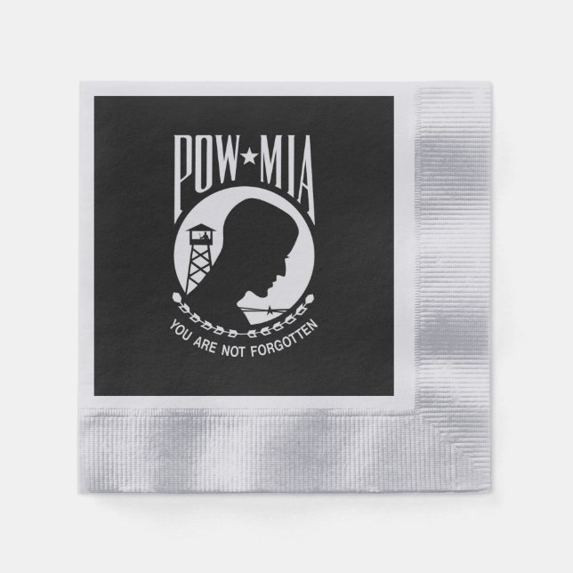 POW MIA Flag: Missing Soldiers of Vietnam War, WW2 Napkins (Front)