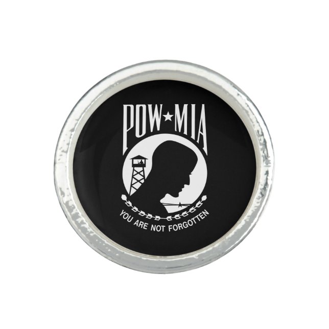 POW MIA Flag: Missing Soldiers of Vietnam War, WW2 Ring (Front)
