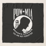 POW MIA Flag: Missing Soldiers of Vietnam War, WW2 Scarf<br><div class="desc">In the midst of the Vietnam War, a nation yearned for answers. Families across America clung to hope, desperate for news of their loved ones missing in action. One woman, whose husband was a Navy pilot lost over the skies of Southeast Asia, felt a deep need for a symbol, a...</div>
