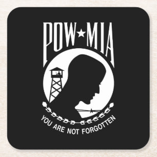 POW MIA Flag: Missing Soldiers of Vietnam War, WW2 Square Paper Coaster