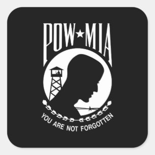 POW MIA Flag: Missing Soldiers of Vietnam War, WW2 Square Sticker