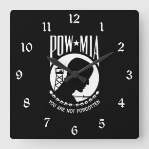 POW MIA Flag: Missing Soldiers of Vietnam War, WW2 Square Wall Clock