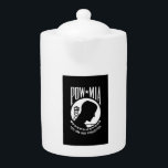 POW MIA Flag: Missing Soldiers of Vietnam War, WW2 Teapot<br><div class="desc">In the midst of the Vietnam War, a nation yearned for answers. Families across America clung to hope, desperate for news of their loved ones missing in action. One woman, whose husband was a Navy pilot lost over the skies of Southeast Asia, felt a deep need for a symbol, a...</div>