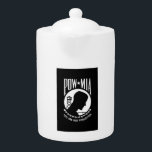 POW MIA Flag: Missing Soldiers of Vietnam War, WW2 Teapot<br><div class="desc">In the midst of the Vietnam War, a nation yearned for answers. Families across America clung to hope, desperate for news of their loved ones missing in action. One woman, whose husband was a Navy pilot lost over the skies of Southeast Asia, felt a deep need for a symbol, a...</div>