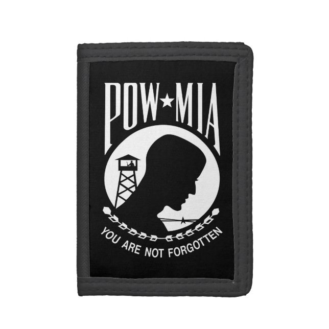 POW MIA Flag: Missing Soldiers of Vietnam War, WW2 Trifold Wallet (Front Vertical)
