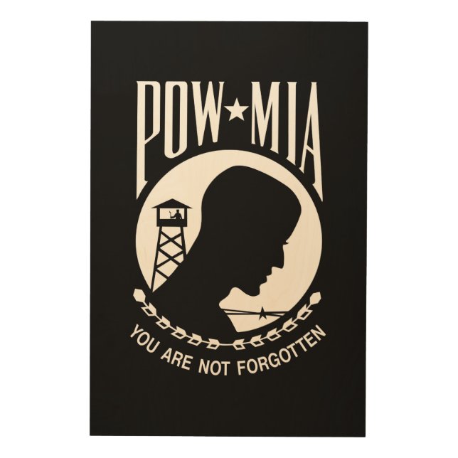 POW MIA Flag: Missing Soldiers of Vietnam War, WW2 Wood Wall Art (Front)