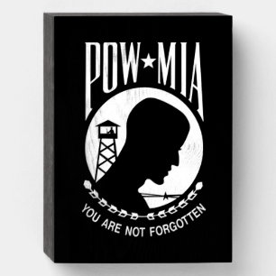POW MIA Flag: Missing Soldiers of Vietnam War, WW2 Wooden Box Sign