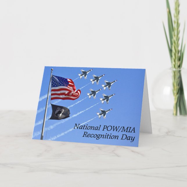 POW MIA Flag, USA Flag & The Thunderbirds Card (Front)