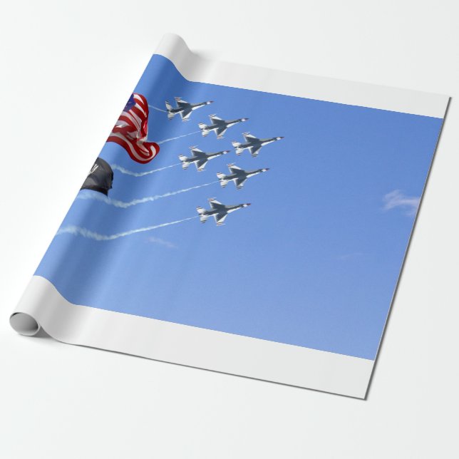 POW MIA Flag with Old Glory & The Thunderbirds Wrapping Paper (Unrolled)
