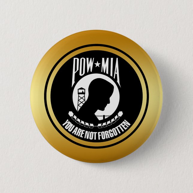 POW MIA - GOLD FRAME BUTTON (Front)