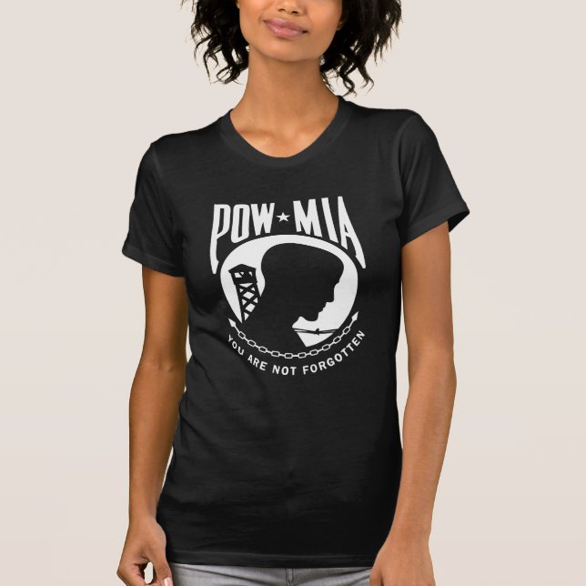 POW MIA  Ladies Black T-shirt (Front)