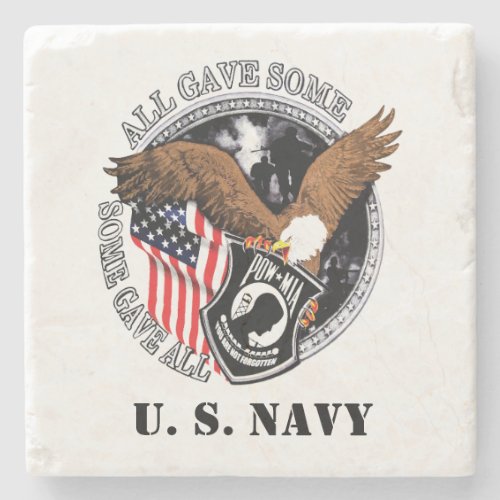 POW_MIA Patriotic Military Navy Stone Coaster
