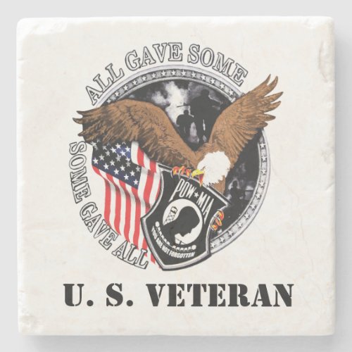 POW_MIA Patriotic Military Veteran Stone Coaster