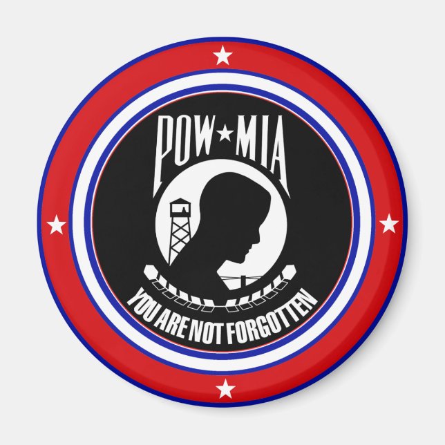 POW MIA - RED WHITE AND BLUE MAGNET (Front)