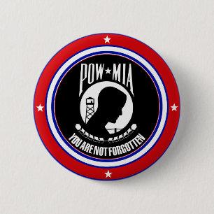 POW MIA - RED WHITE AND BLUE PINBACK BUTTON