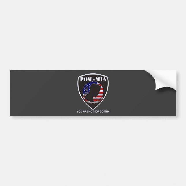 POW MIA - Shield Bumper Sticker (Front)