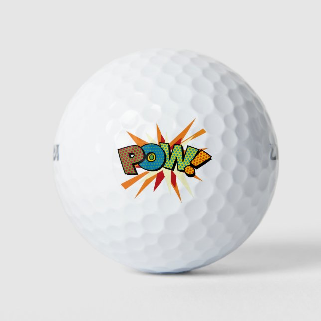 POW Modern Fun Retro Comic Book Golf Balls (Front)