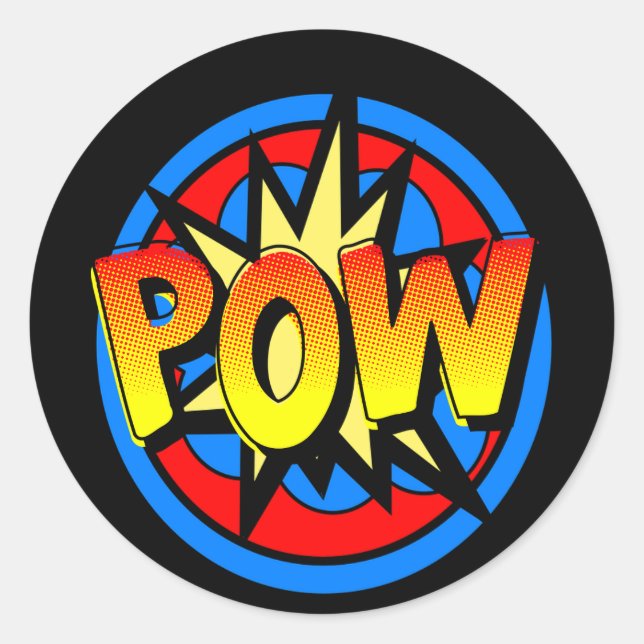 Pow  Pop Art Superpower Hero Birthday Stickers (Front)