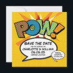 POW Save the Date Fun Retro Comic Book Pop Art<br><div class="desc">Personalise with your names and details to announce the date of your special event. Comic book pop art themed modern, fun retro design, perfect for weddings, bridal showers, baby showers, baptisms, engagement parties, anniversary celebrations, graduations, birthday party and other special events throughout the year! A cool, trendy and fun design...</div>