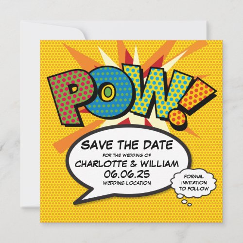 POW Save the Date Fun Retro Comic Book Pop Art