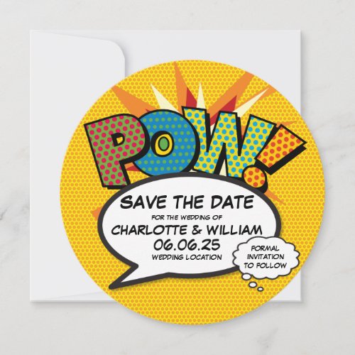 POW Save the Date Fun Retro Comic Book Pop Art