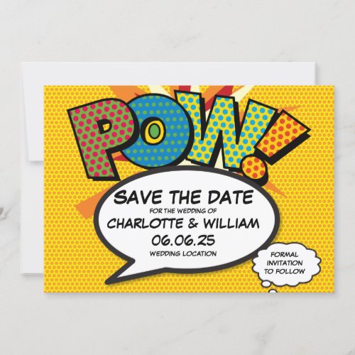 POW Save the Date Fun Retro Comic Book Pop Art