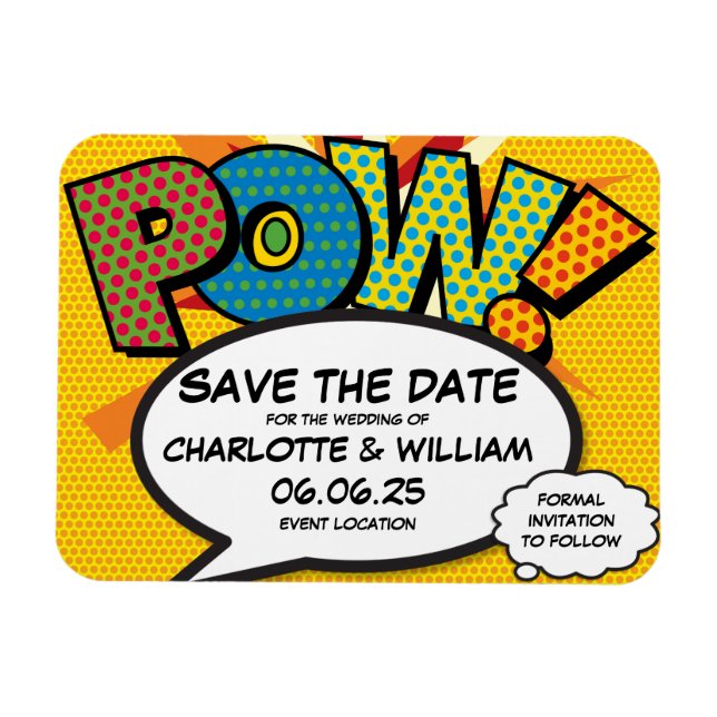 POW Save the Date FunModern Colorful Magnet (Horizontal)