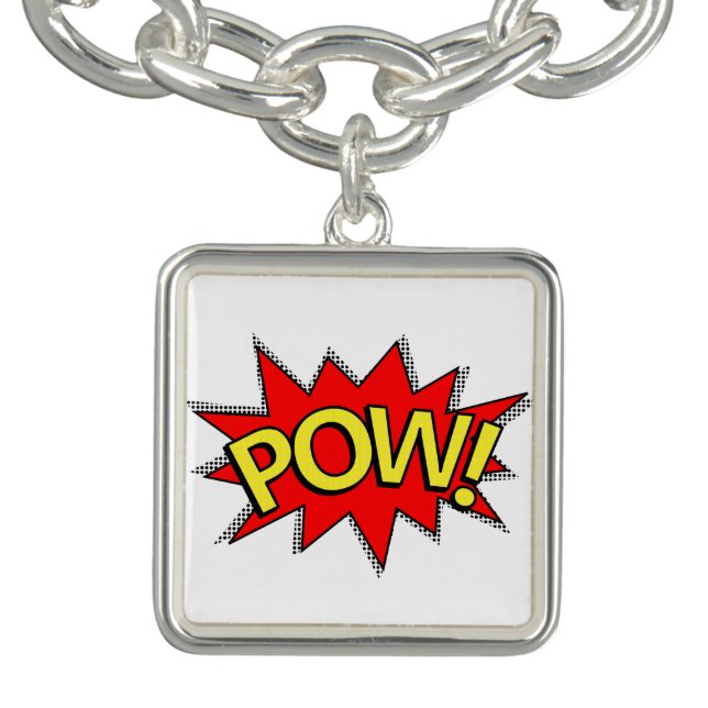 POW! - Superhero Comic Book Red/Yellow Bubble Bracelet (Design)