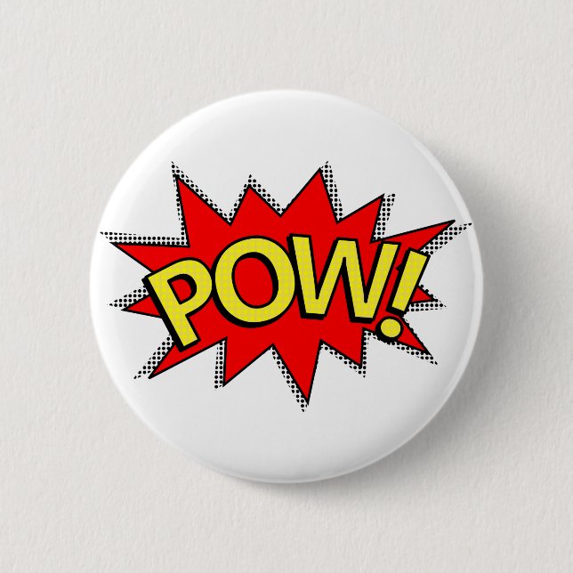 POW! - Superhero Comic Book Red/Yellow Bubble Button (Front)