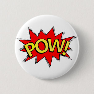 POW! - Superhero Comic Book Red/Yellow Bubble Button