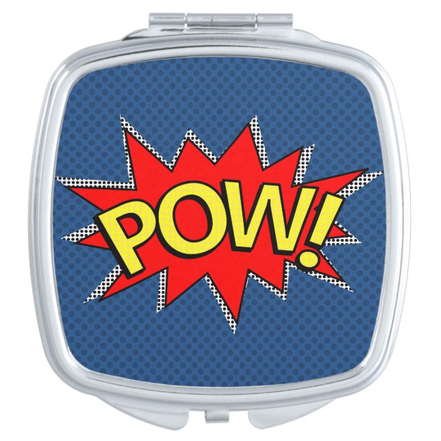 POW! - Superhero Comic Book Red/Yellow Bubble Compact Mirror (Front)