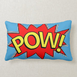 "POW!" Superhero Comic Book Red/Yellow Bubble Lumb Lumbar Pillow