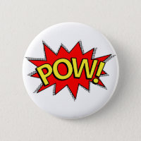 POW! - Superhero Comic Book Red/Yellow Bubble Pinback Button