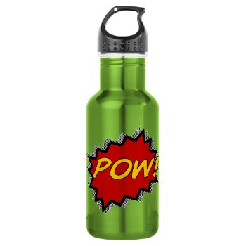 Pow Superhero Comic Books Stainless Steel Water Bottle by GrooveMaster at Zazzle