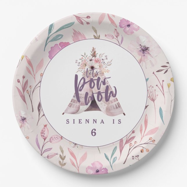 Pow wow teepee birthday party paper plate (Front)