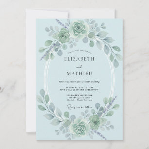 Powder Azure Eucalyptus Wedding Invitation