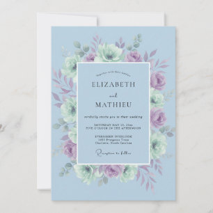 Powder Blue Airy Spring Wedding Invitation