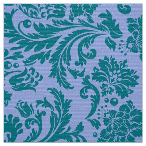Powder blue and Blue-Green floral damasks Fabric