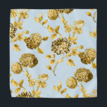 Powder Blue and Gold Floral Pocket Square Bandana<br><div class="desc">A gold and light blue wedding pocket square featuring a vintage gold floral pattern with a light blue background.</div>