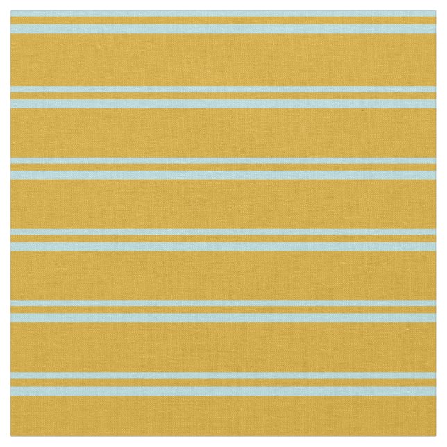Powder Blue and Goldenrod Lined/Striped Pattern Fabric (Close Up)