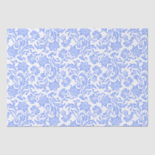 Powder Blue and White Floral Damask Tissue Paper