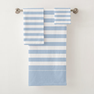 Powder Blue and White Striped Bath Towel Set