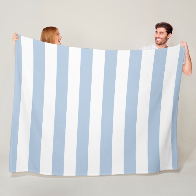 Powder Blue and White Striped Fleece Blanket (In Situ)